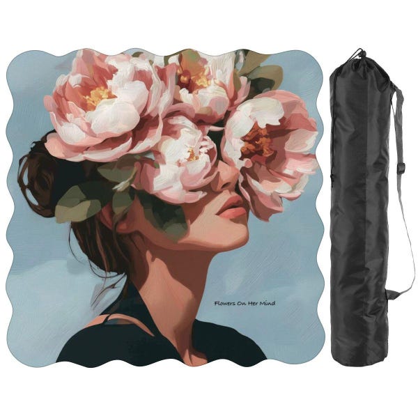 Mahjong Mat; Floral  – Scalloped Edge, Artistic Design (31.5" x 31.5"); The Perfect Hostess Gift for Mahjongg