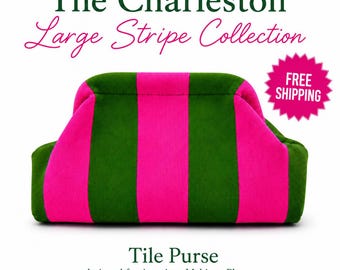 Mahjong Tile Purse | Mahjongg Bag | Player & Hostess Gift | Charleston Large Stripe Collection