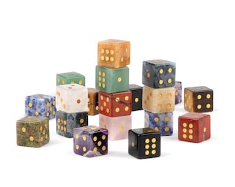 Set of 2 Mahjong Dice - Natural Gemstones; Perfect Mahjongg Hostess Gift - Bag and Poem Included.