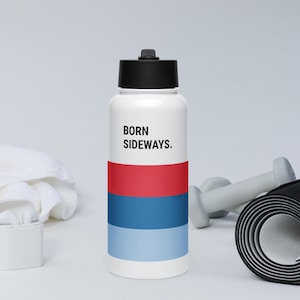 BMW M Inspired Water Bottle | White Stainless Steel Motorsport Racing Flask (32oz) 950ml