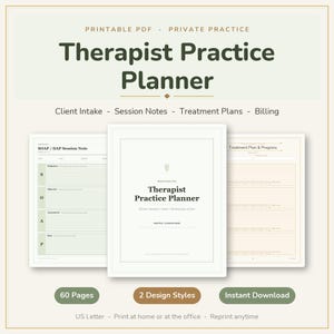 Planner voor privépraktijken voor therapeuten | Aantekeningen klantsessie, Business Organizer (directe download)
