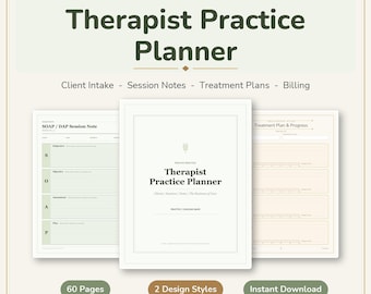 Therapist Private Practice Planner | Client Session Notes, Business Organizer (Instant Download)