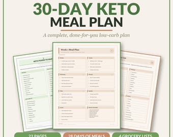30-Day Keto Meal Plan | Low Carb Diet Planner, Macro Guide (Instant Download)
