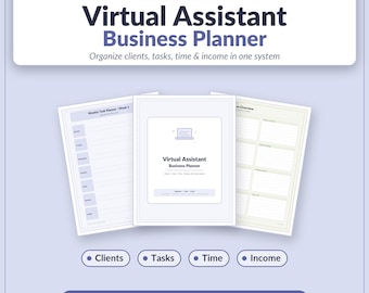 Virtual Assistant Business Planner | Client Tracker, Task Log, Income Organizer (Instant Download)