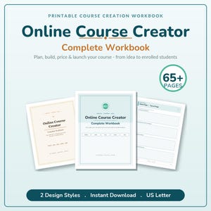 Online Course Creator Workbook PDF Printable | Complete Course Launch System 66 Pages