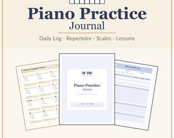 Piano Practice Journal | Daily Log, Repertoire, Scales, Lessons (Printable PDF)
