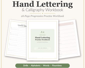 Modern Calligraphy Workbook | Hand Lettering Drills, Alphabets, Words (Digital Download)
