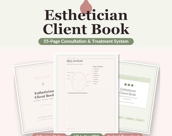 Esthetician Client Book | Consultation, Treatment, Skin Records (Instant Download)