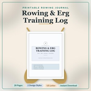 Rowing Erg Training Log | Indoor Rower Workout Journal, Split Tracker (Digital Download)