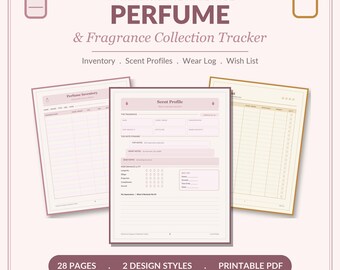 Perfume Collection Tracker | Scent Journal, Inventory, Wish List (Printable PDF)