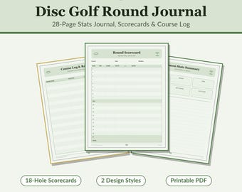 Disc Golf Scorecard Journal | Stats Tracker, Course Log (PDF Download)