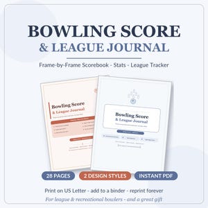 Bowlingscore competitiedagboek | Frame-voor-frame scoreboek, statistiekentracker (digitale download)