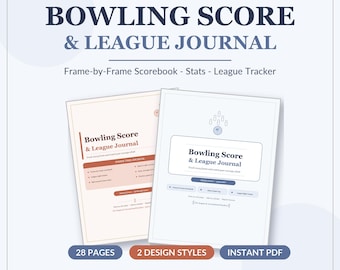 Bowling Score League Journal | Frame-by-Frame Scorebook, Stats Tracker (Digital Download)