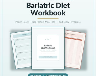 Bariatric Surgery Diet Workbook | Pouch Reset, Meal Plan, Food Diary (Instant Download)