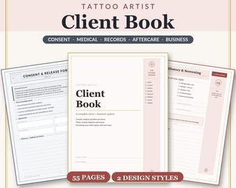 Tattoo Artist Client Book | Consent, Medical, Records, Aftercare (Printable PDF)