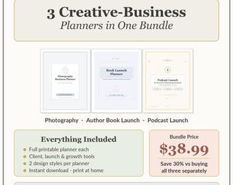 Business-bundel voor contentmakers | Fotografie-, boekpresentatie- en podcastplanners | Direct downloaden