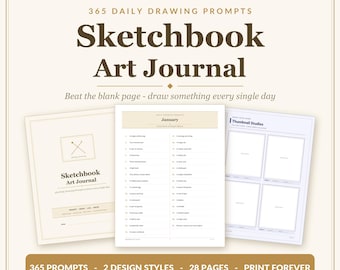 365 tägliche Zeichen-Prompts Kunst Journal | Creative Challenge (Digitaler Download)