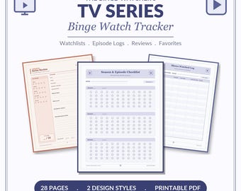 TV Series Binge Watch Tracker | Episode Log, Watchlist, Review Journal (Digital Download)