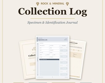 Registro di raccolta di rocce e minerali in PDF stampabile / Diario di identificazione di esemplari per appassionati di minerali e pietre preziose / Download immediato