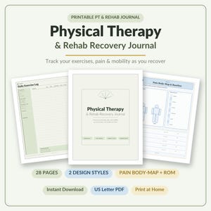 Diario de rehabilitación y recuperación en fisioterapia / Registro de ejercicio, dolor y movilidad (descarga digital)