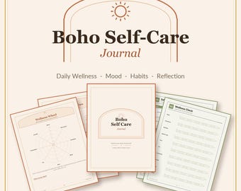 Boho Notizbuch | Täglicher Wellness, Stimmung, Gewohnheiten Tracker (druckbare PDF)