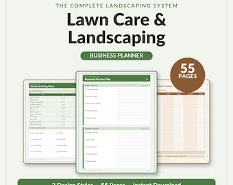Lawn Care Landscaping Business Planner | Client Log, Route Schedule, Invoice (PDF Download)