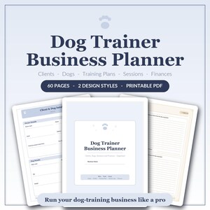 Dog Trainer Business Planner | Client, Session, Finance Tracker (Printable PDF)