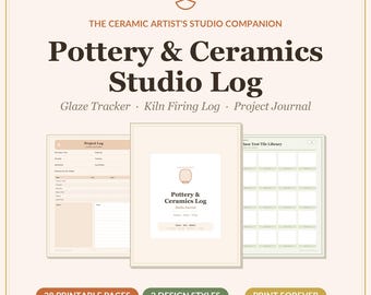 Registro di laboratorio di ceramica e lavorazione della terracotta stampabile in PDF / Registro di smaltatura, cottura in forno, tornio e progetto di tornitura / Download immediato