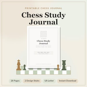 Chess Study Journal and Game Notation Book Printable PDF | Opening Tactics Endgame Analysis Log