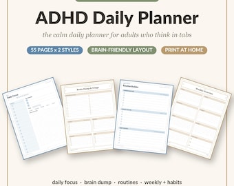 ADHS Tagesplaner für Erwachsene | Brain Dump, Routine, Habit Tracker (Digitaler Download)