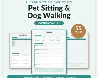 Pet Sitting Dog Walking Business Planner | Client Tracker, Schedule (Digital Download)