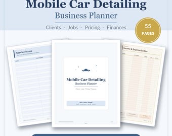 Mobile Car Detailing Business Planner | Client Tracker, Job Log, Pricing (Instant Download)