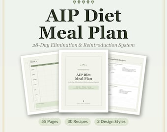 AIP Diet Meal Plan | 28-Day Protocol, 30 Recipes (Digital Download)