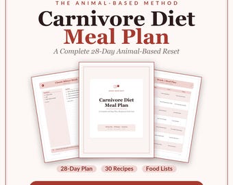 Carnivore Diet Meal Plan | 28-Day Animal Based Recipes, Grocery Guide (Instant Download)