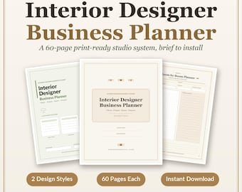 Interior Designer Business Planner | Client Project Tracker, Budget, Invoice (Instant Download)
