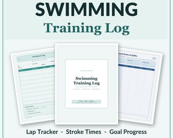 Swimming Training Log | Lap Tracker, Stroke Times, Goal Progress (Printable PDF)