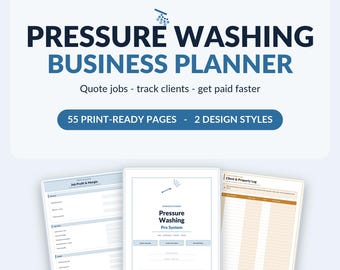 Druckwäsche Business Planer | Job Tracker, Kostenvoranschläge, Rechnungen Organizer (Digitaler Download)