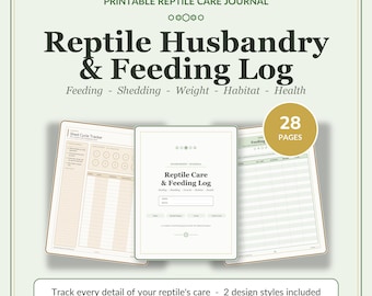 Reptilien Haltung Futter Tagebuch | Schlange, Bartagame - Care Tracker (Digitaler Download)
