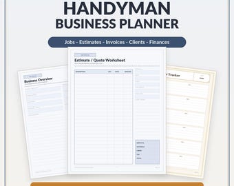 Handyman Business Planner Printable PDF | Job Tracker Estimate Invoice Client Log Service Business Organizer | Instant Download