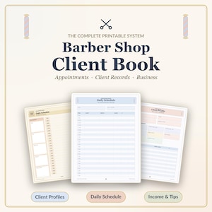 Barber Shop Client Book | Appointment Schedule, Client Records (Digital Download)