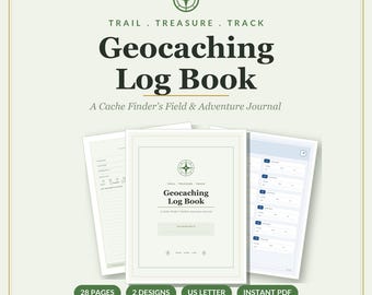 Registro di geocaching stampabile in PDF / Diario dei ritrovamenti di geocache, tracker delle coordinate, registro delle avventure / Download immediato