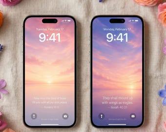 Bible Verse Art Phone Wallpaper Bundle | Christian Sunrise Sky Digital Download | Scripture Lock Screen iPhone Android Aesthetic Faith Women