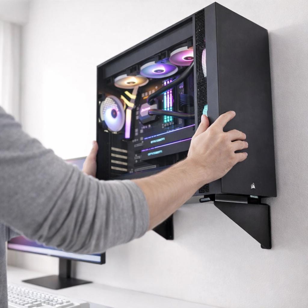Floating Pc Rig Heavy Duty Wall Mount PC Brackets | RGB Gaming Pc Wall Rack | Floating ...