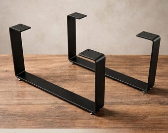 U-shape Metal Table Legs (Set Of 2) | Heavy Duty Flat Bar Bench Legs | DIY Furniture Legs | Modern Desk Legs | Minimalist Dining Table Base
