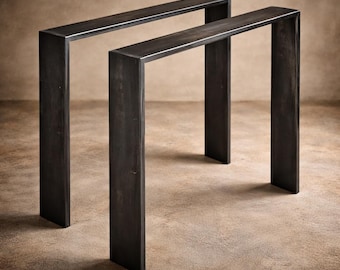 Gambe per tavolo in metallo a cascata a forma di U, dal design moderno / Set di 2 gambe in acciaio nero a barra piatta / Base per tavolo da pranzo minimalista / Gambe per scrivania in stile industriale
