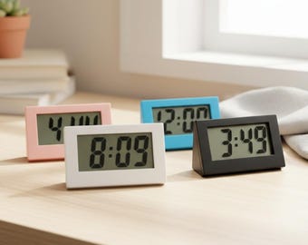 Mini Digital Desk Clock, Portable LCD Date Clock, Silent Electronic Table Clock, Small Battery Bedside Clock