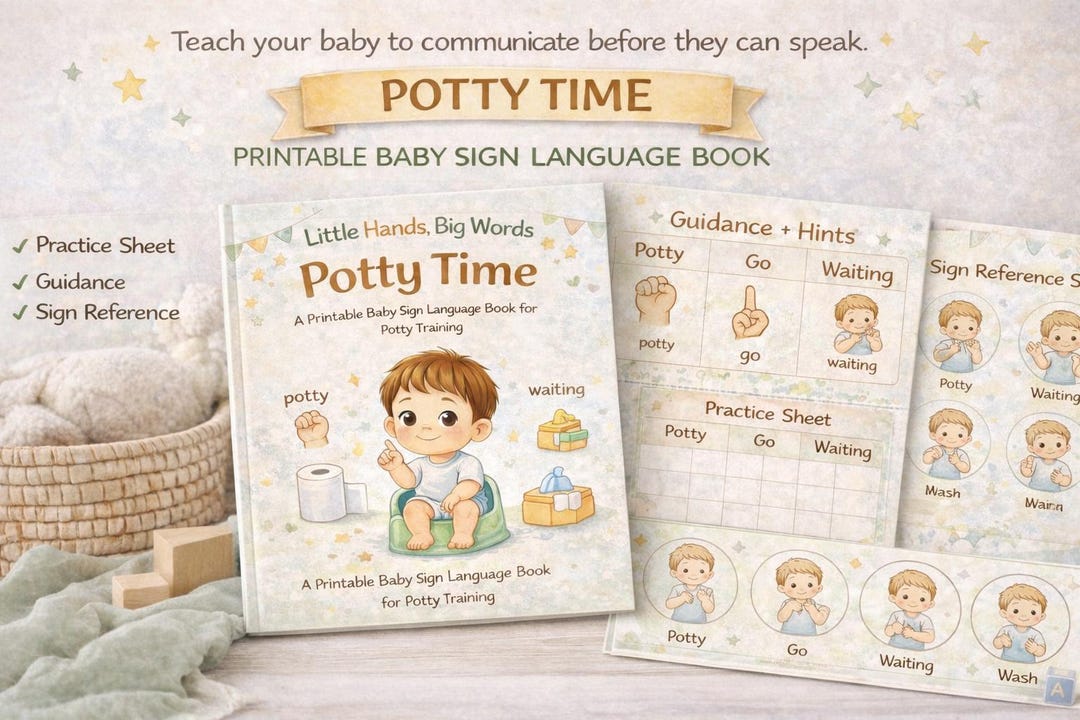 Potty Time Baby Sign Language Book | Toddler Potty Training ASL Story ...