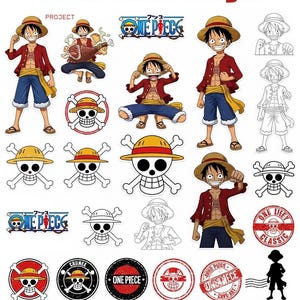 One Piece SVG Mega Bundle | Anime Pirate Designs | Manga Style Characters | Digital Download | PDF File