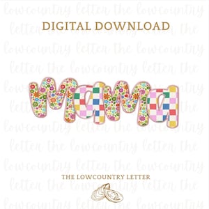 Retro bloemen mama borduurpatroon | Patchwork letters (digitale download)