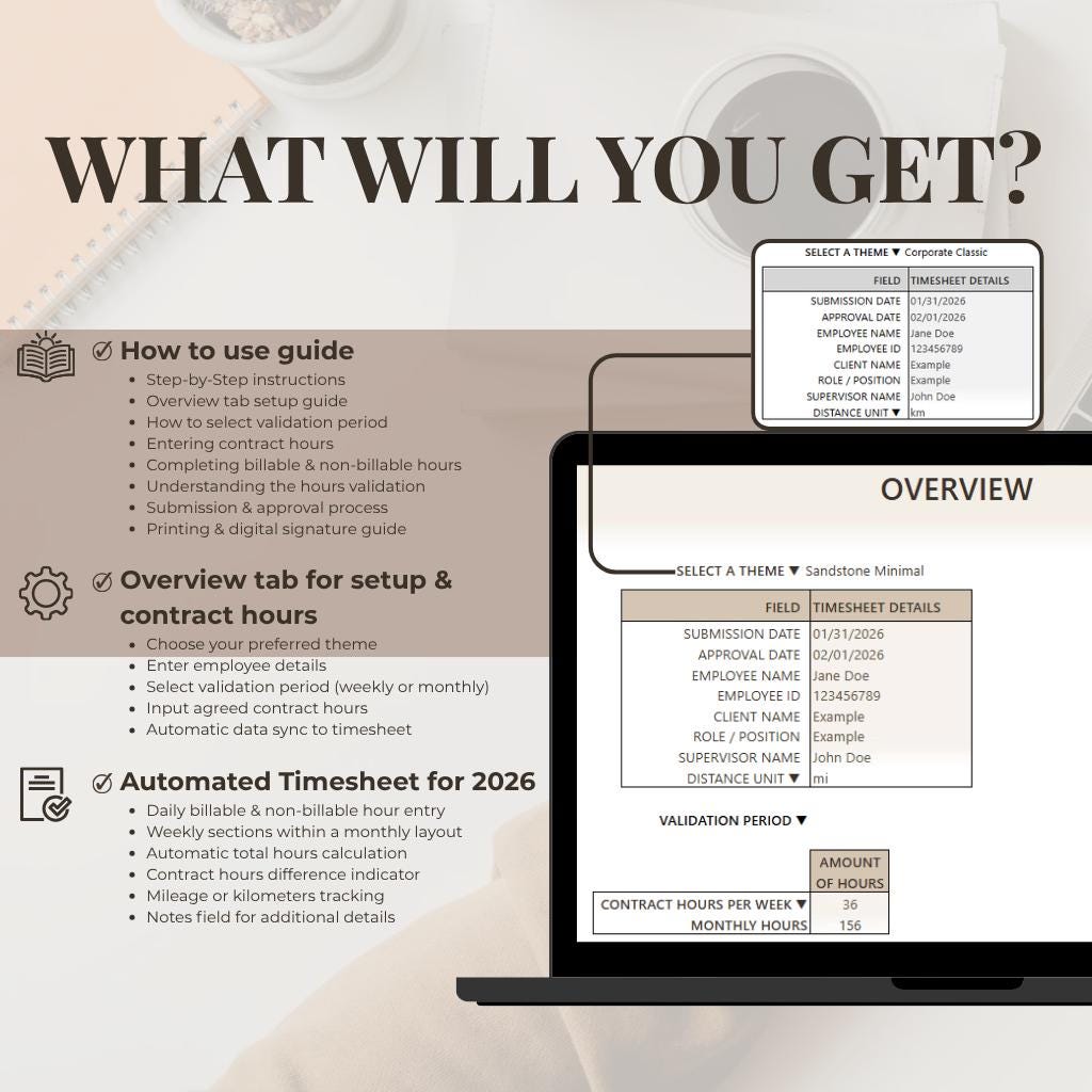 Employee Timesheet Excel Template | Work Hours Tracker | Weekly ...